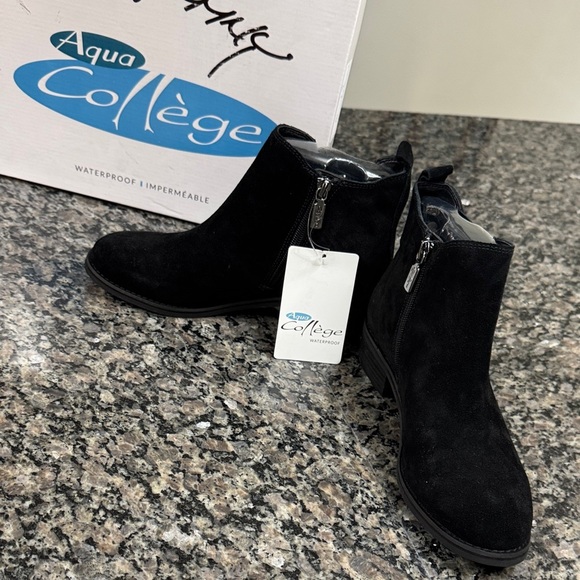 Aqua College waterproof Black Suede Ankle Boots NEW 6.5 - Picture 3 of 13